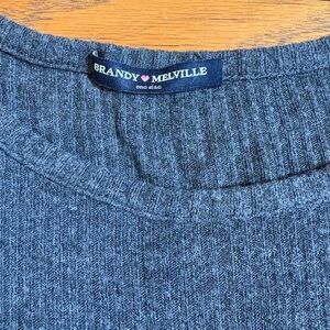 Brandy Melville Grey Ribbed Cropped Short Sleeve T Shirt One Size Fits All